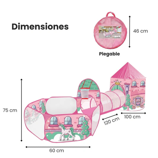 Carpa Infantil de Juegos 3 en 1 Unicornio Rosa